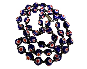 Beautiful Star Millefiori Glass Beaded Necklace (A7043)