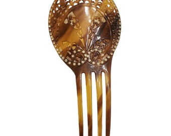 Antique Celluloid & Rhinestone Flapper Comb (A4445)