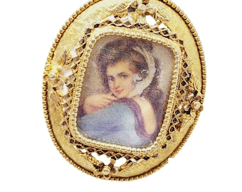Vintage Florenza Portrait Brooch (A1681)