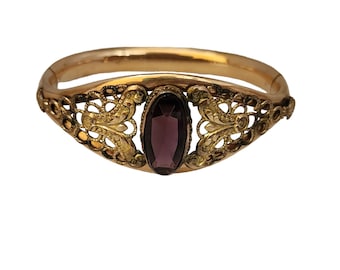 Antique Edwardian Gold Filled Glass Bangle Bracelet Signed S.O.B & CO (A4513)