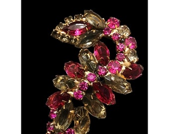 Beautiful Vintage Unsigned Beauty Rhinestone Brooch (A4709)