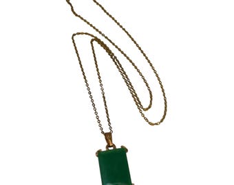 Vintage Jadeite on 18kgt Dainty Chain Necklace (A9134)