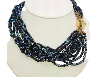 Vintage AB Crystal Torsade Necklace (A5069)