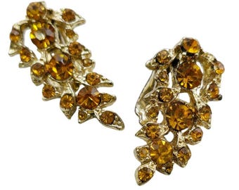 Vintage Rhinestone Clip Earrings (A8011)