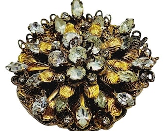 Vintage Signed Amourelle Frank Hess Jeweled Brooch (A928)