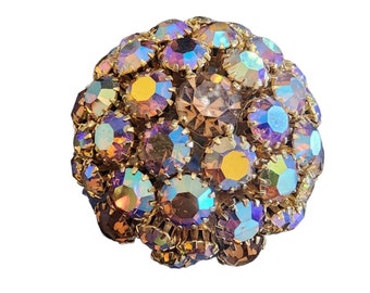 Vintage Signed Warner Ab Rhinestone Domed Brooch (A1948)