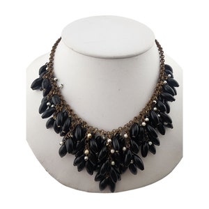 Vintage Multi Glass Beaded Dangle Bib Necklace Attributed To Haskell (A3269)