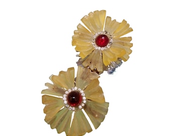 Antique Celluloid & Glass Flower Buckle (A1956)