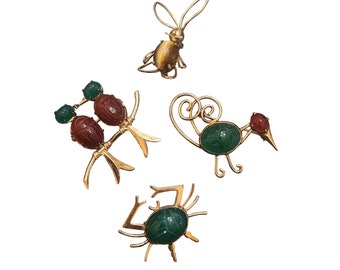 Vintage Group Of 4 Critter Brooches Signed (A4291)