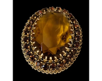 Amazing Signed Austria Faceted Glass Rhinestone Brooch (A7335)