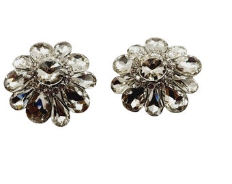 80's Huge Glass Flower Earrings (A454)