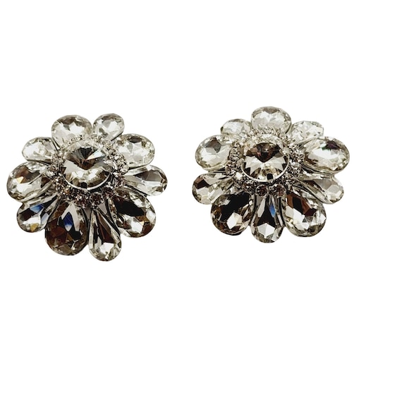 80's Huge Glass Flower Earrings (A454) - image 1