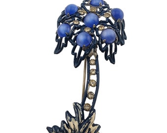 Vintage Moonglow 40s Enamel Pot Metal Dimensional Palm Tree Brooch (A3384)