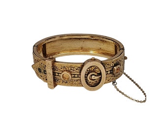 Antique Victorian Unique Buckle Gold Filled Bracelet (A4516)