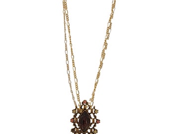 Vintage Glass Small Pendant Necklace (A6340)