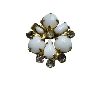 Vintage Milk Glass Rhinestone Scatter Pin (A848)
