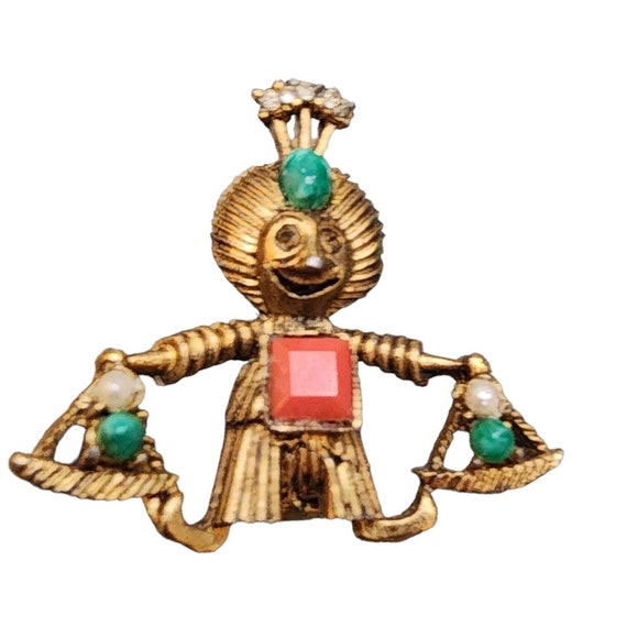 Vintage Cute Little Man with UV Stones Brooch (A19