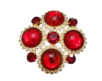 Unsigned Vintage Beautiful Bezel Set Brooch (A4598)
