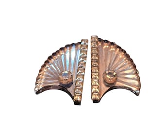 Vintage 80s Mirror Rhinestone Clip Earrings (A10098)