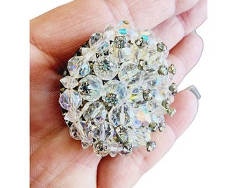 Vintage Crystal and Rhinestone Cluster Brooch (A1728)