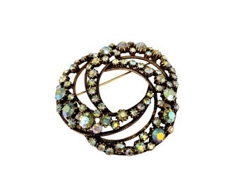 Vintage Signed Florenza Layered Circle Brooch (A4351)