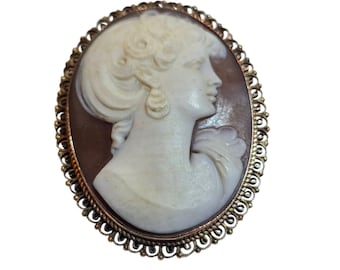 Antique Stunning 750 18kt Gold Wonderfully Carved Cameo Brooch/Pendant (A7771)