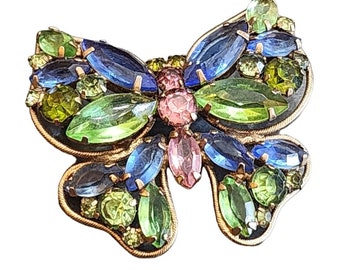 Vintage Unsigned Regency Colorful Butterfly Brooch (A2702)