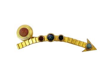 Signed G.N. Buonanno Mid Century Matte Gold and Semi Precious Brooch (A5773)