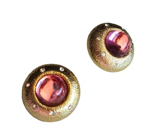 Vintage 80s Two Sisters Lucite Moghul Clip Earrings (A4230)