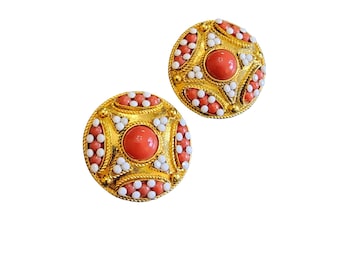 Vintage Huge 80's Resin Well Made Clip Earrings (A2786)