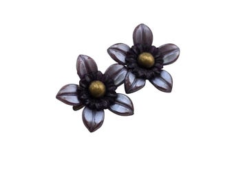 Vintage Early Plastic Double Flower Brooch (A8016)