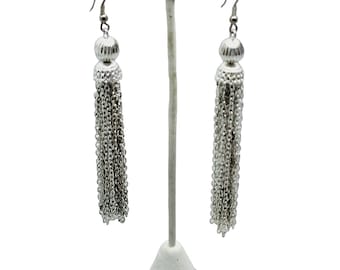 Vintage Silver Tassel Earrings (A1038)