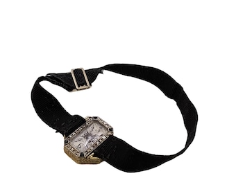 Antique 18kt White Gold Diamond Sapphire Edwardian Watch (A5276)