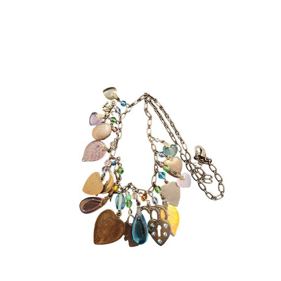 Vintage Glass & Enamel Heart Charm Necklace (A386… - image 4