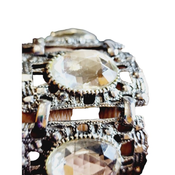 Vintage Faceted Glass Panel Bracelet (A1879) - image 2