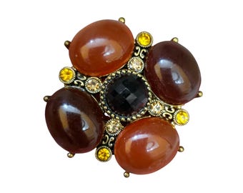Vintage Jeweled Acrylic Brooch (A7862)