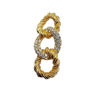 Vintage Jeweled Christian Dior Signed Rope Brooch (A1281)