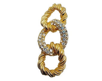 Vintage Jeweled Christian Dior Signed Rope Brooch (A1281)