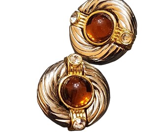 Vintage Acrylic Cab Clip Earrings (A4606)