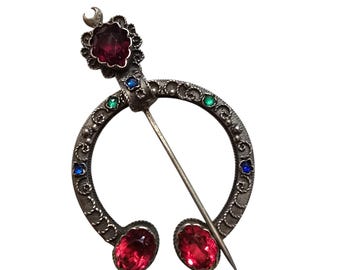 Antique Sterling Scottish Cloak Brooch Pin (A9741)