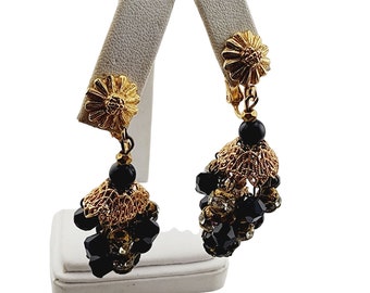 Vintage Rose Montee Rhinestone & Faux Crystal Chandelier Earrings (A3211)