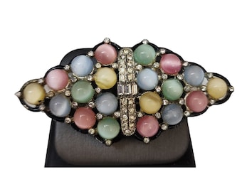 Vintage Glass Moonstone & Enamel Fruit Style Brooch (A4350)