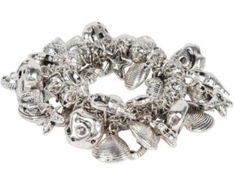 Silver Sealife Stretch Charm Bracelet