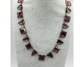 Vintage Art Deco Riviere Glass Necklace (A285)