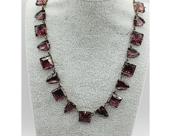 Collar de cristal Vintage Art Deco Riviere (A285)