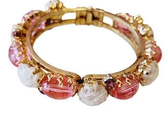 Vintage Acrylic Jeweled Clamper Bracelet (A2242)