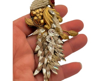 Oversized Mj Hansen 88 Signed Couture Rhinestone Brooch Pin (A2686)
