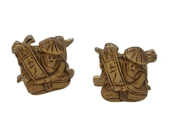 Unsigned Verified Colco Asian God's Of Fortune Clip Earrings (A4987)