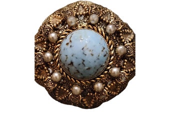 Vintage Signed West Germany Hubble Glass Brooch (A2467)