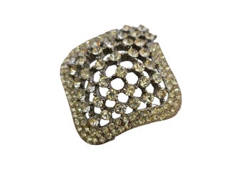 Vintage Domed Unique Blingy Rhinestone Brooch (A7983)